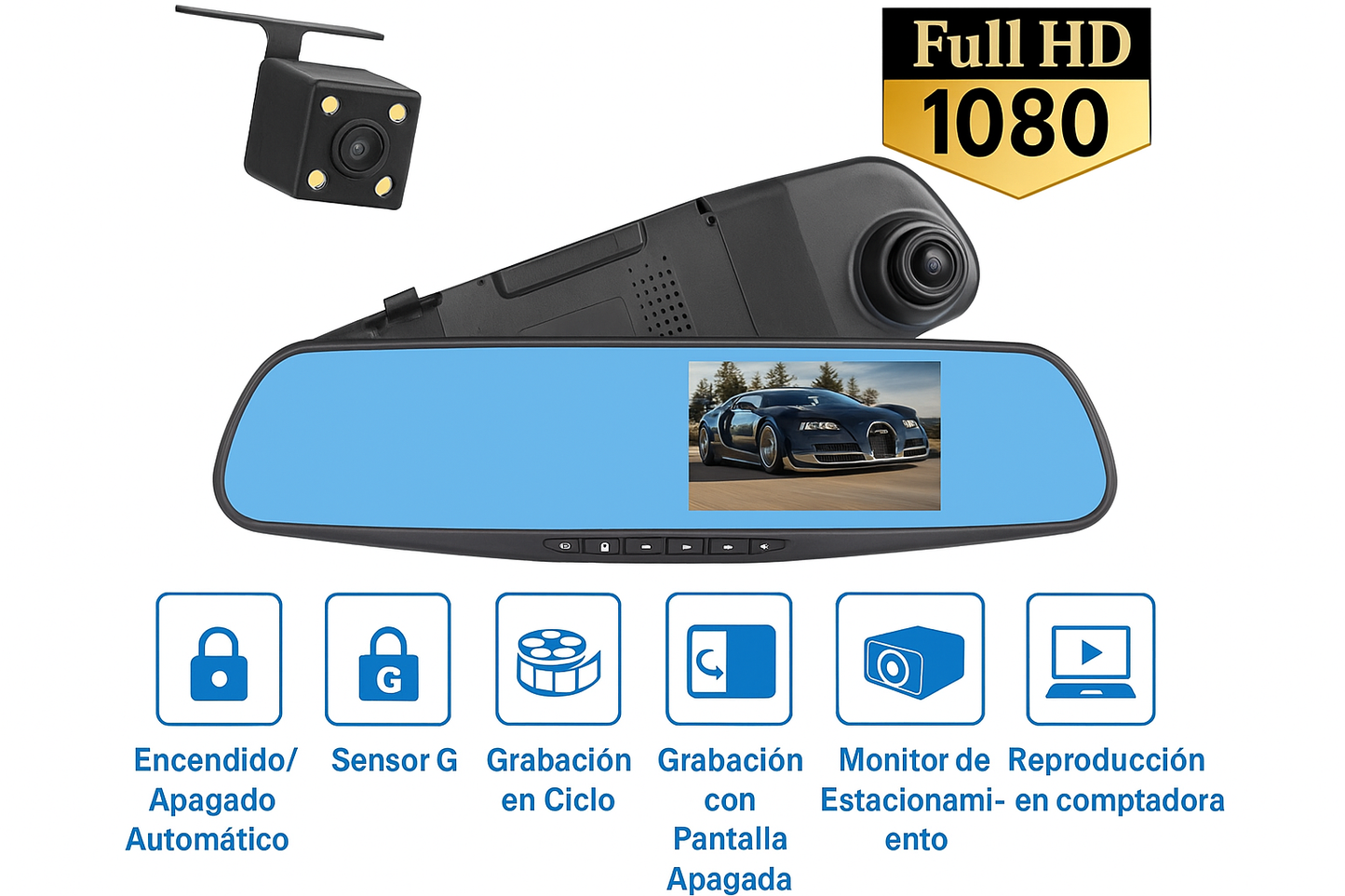 CamVisionDrive¨| Espejo Retrovisor Doble Camara.